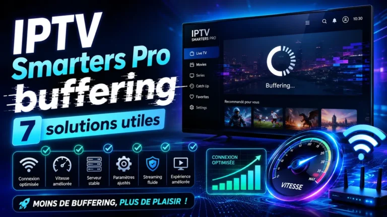 IPTV Smarters Pro buffering avec 7 solutions utiles pour améliorer la connexion, réduire les coupures et optimiser le streaming.
