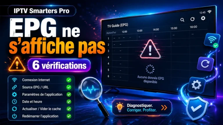 IPTV Smarters Pro EPG ne s’affiche pas avec guide TV vide et vérifications utiles