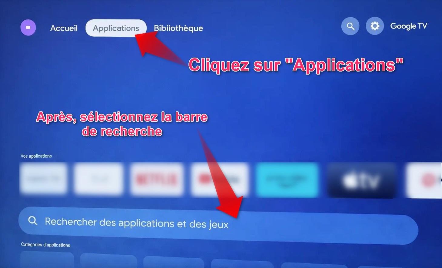 IPTV Smarters Pro sur Android TV - sélectionner barre de recherche