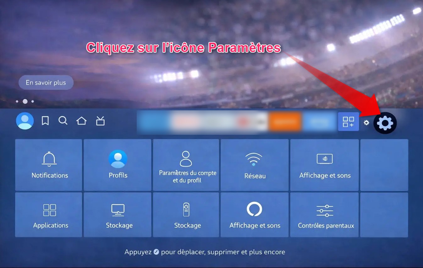 IPTV Smarters Pro sur Firestick - cliquer sur icône Paramètres