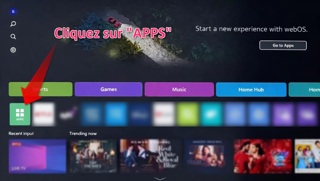 IPTV Smarters Pro sur LG TV - cliquer sur Apps