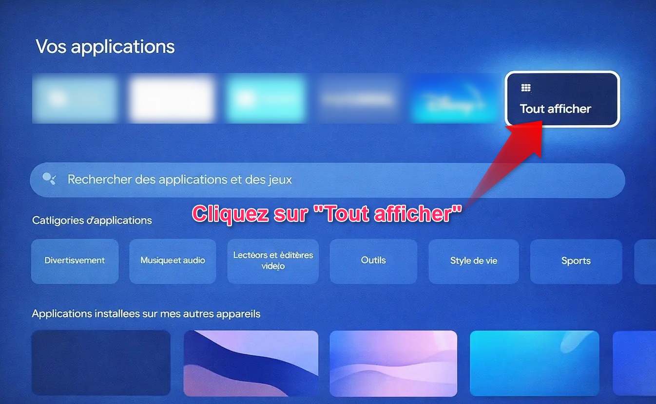 IPTV Smarters Pro sur Android TV - cliquer sur Tout afficher