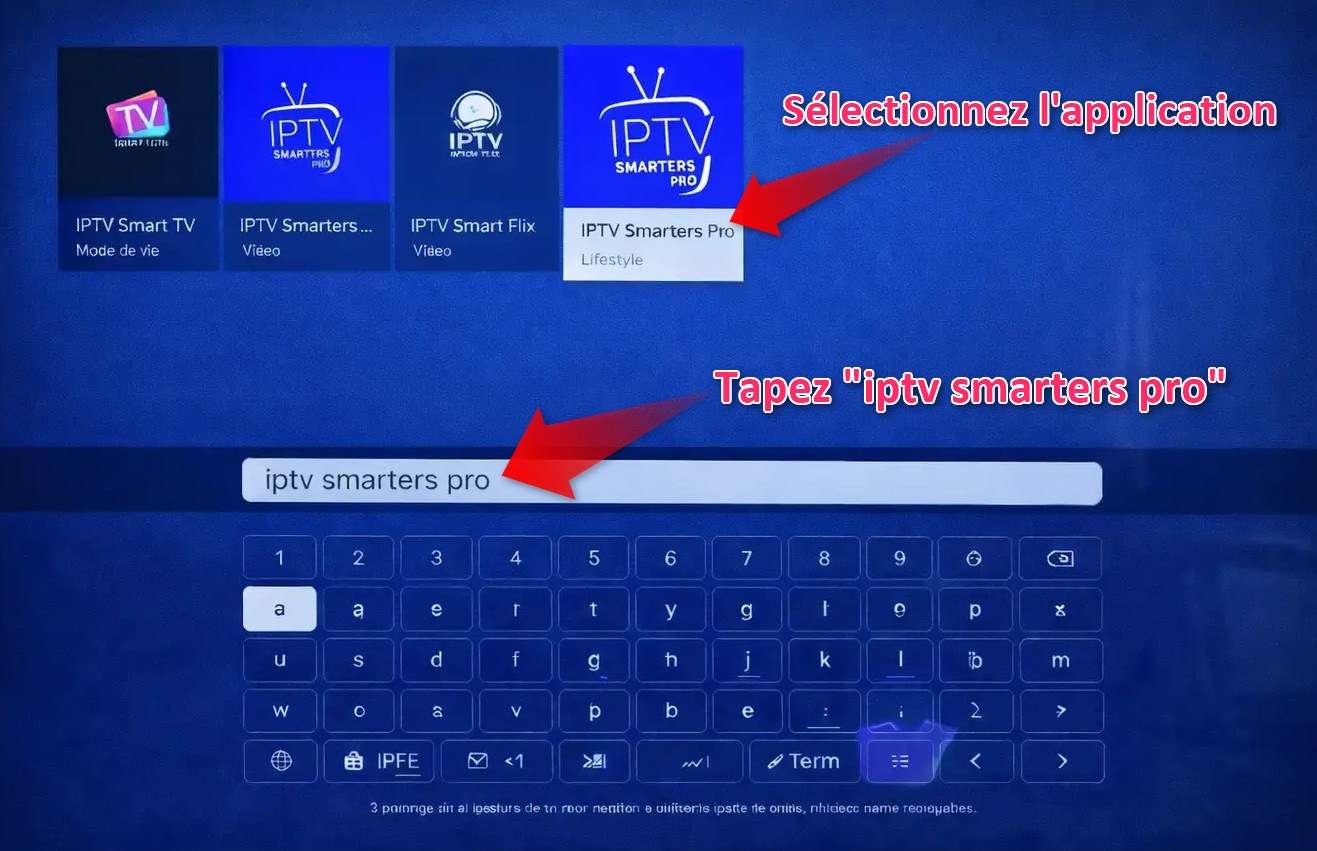 IPTV Smarters Pro sur Samsung TV - rechercher application IPTV Smarters Pro